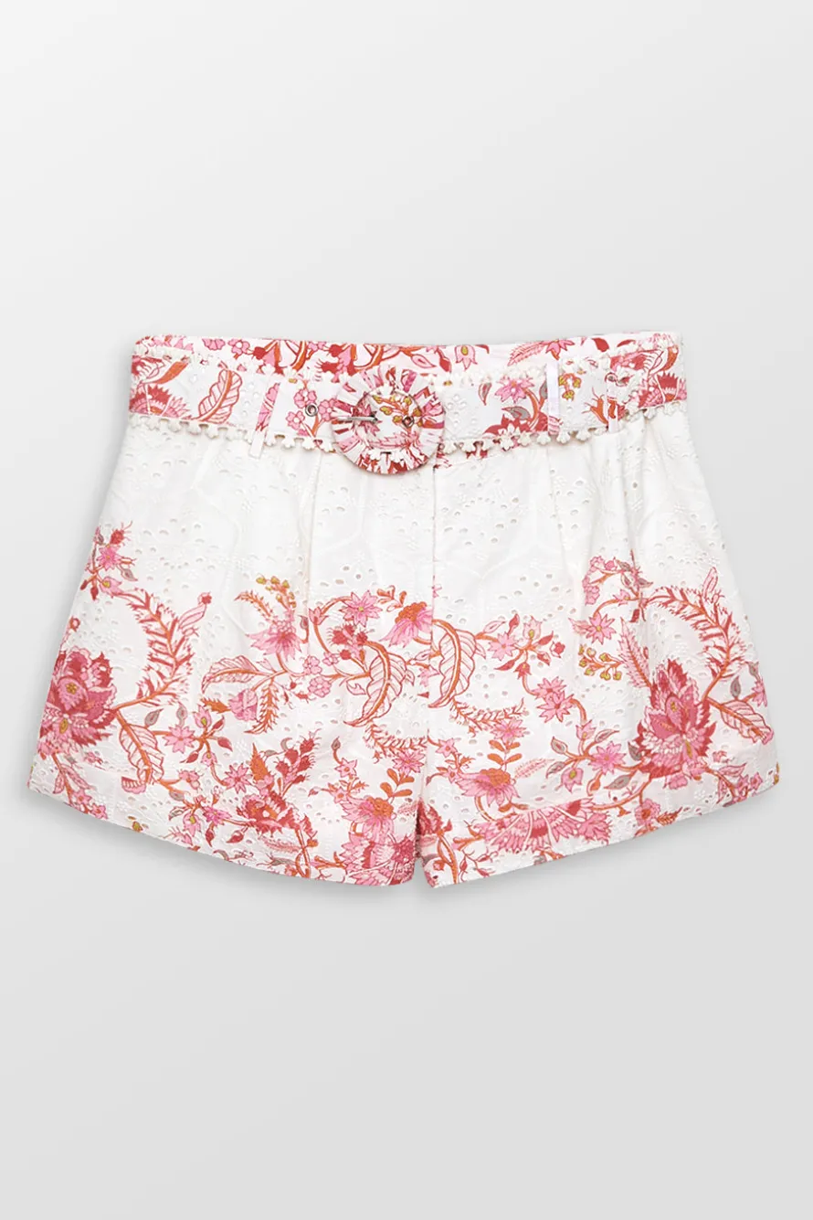 Floral Shorts With Buckle Belt