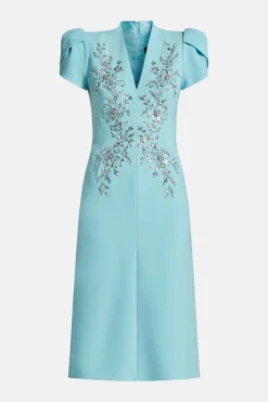 Freya Embellished Cocktail Midi Dress in Blue