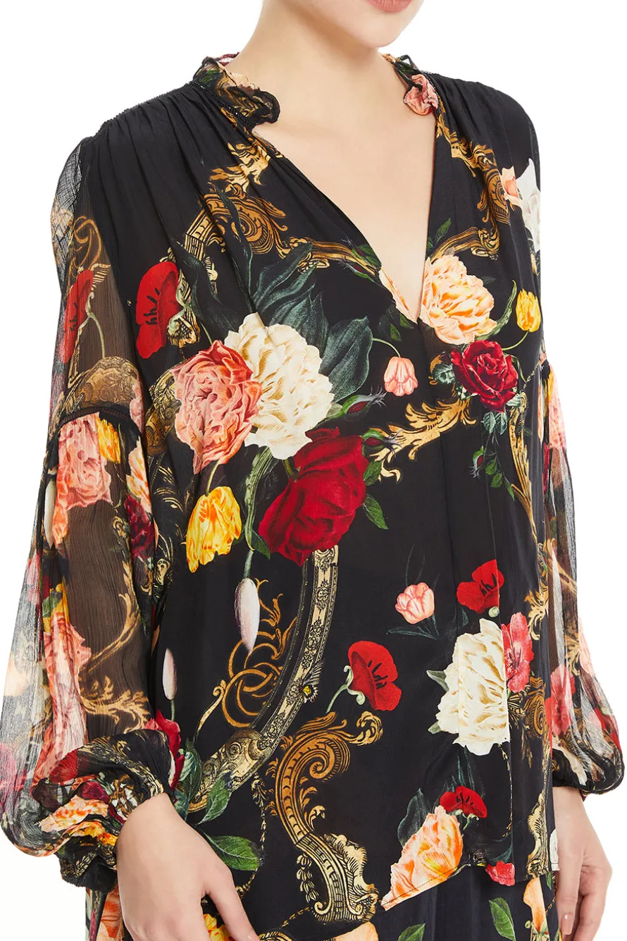 Frill Collared Floral Blouse