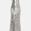 Full Payette Hand Manipulated Sleeveless Evening Gown in Silver