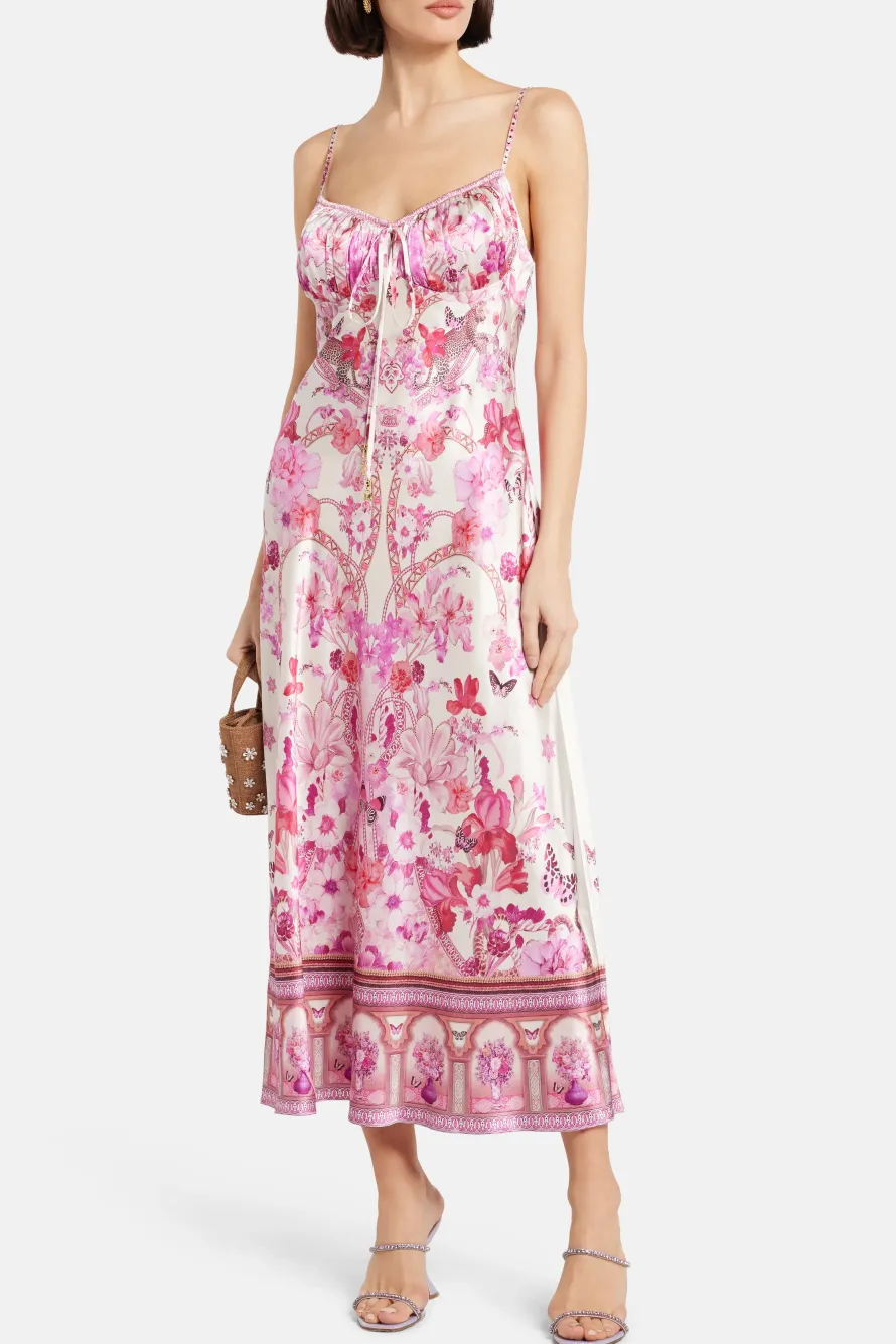 Gathered Bodice Bias Maxi Dress