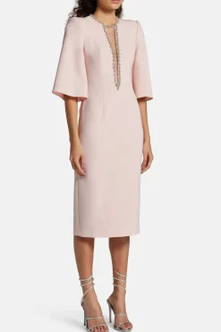 Grace Embellished Cocktail Midi Dress in Pink