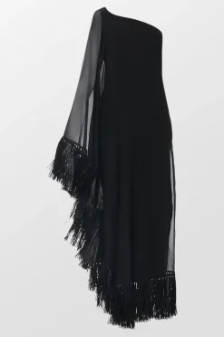 Hut One Shoulder Fringe Maxi Dress
