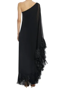 Hut One Shoulder Fringe Maxi Dress