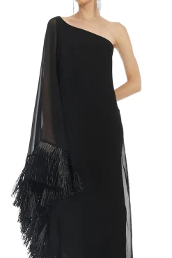 Hut One Shoulder Fringe Maxi Dress