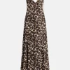 Isabel Leopard Print Maxi Dress in Brown/ Beige