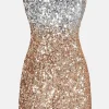 Kameron Embellished Mini Dress in Silver and Gold