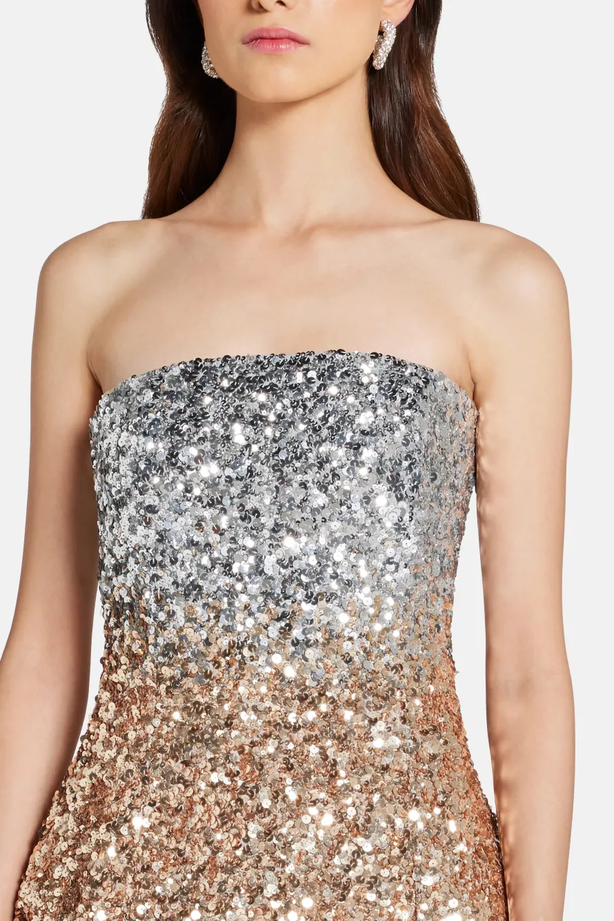 Kameron Embellished Mini Dress in Silver and Gold