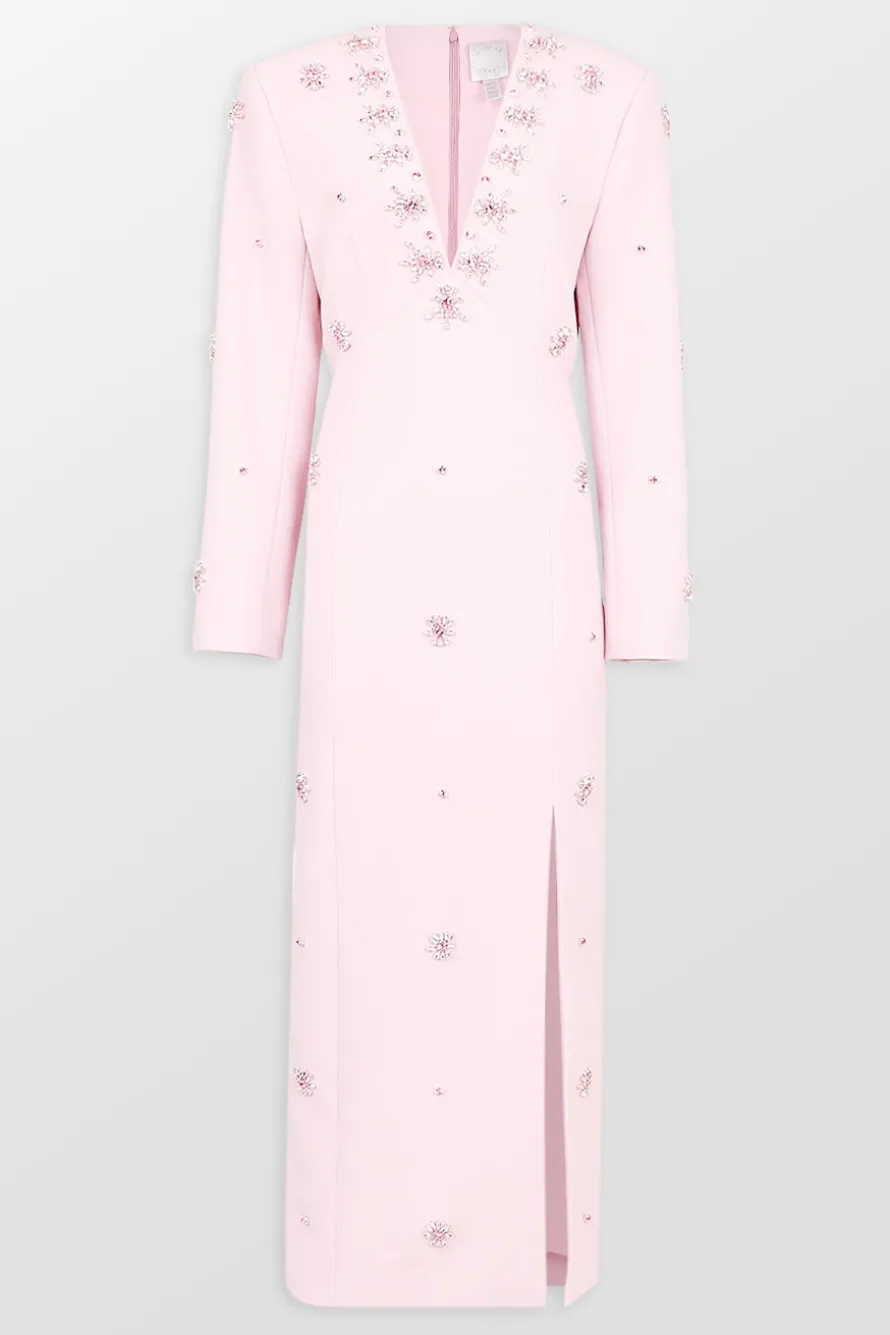 Long Sleeve Embellished Midi Dress