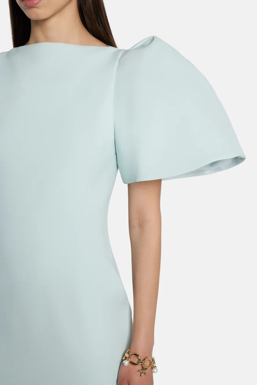 Lora Puff Sleeve Midi Dress in Blue