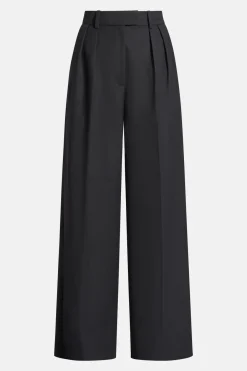 Lou High Waisted Flared Wool Trousers in Black