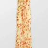 Macaroon Flutter Sleeve Ruffle Maxi Dress