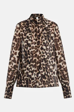 Mary Leopard Print Top in Brown/ Beige