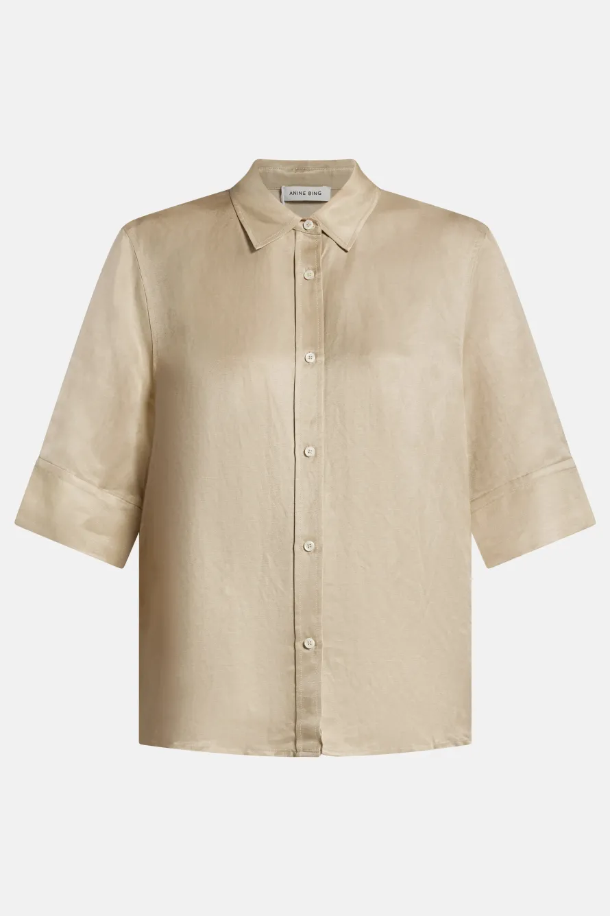 Mary Linen Blend Shirt in Beige
