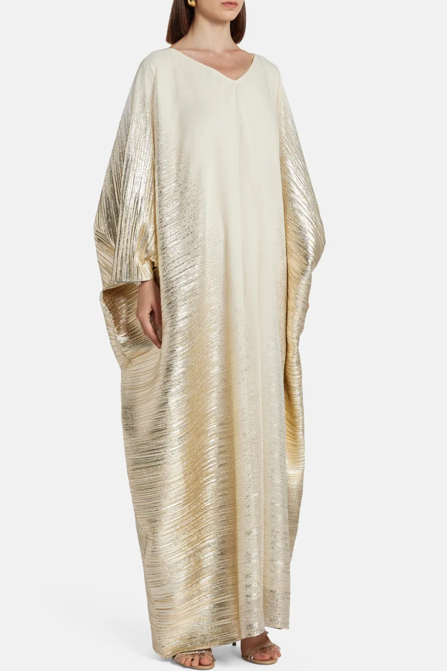 Metallic V Neck Evening Dress