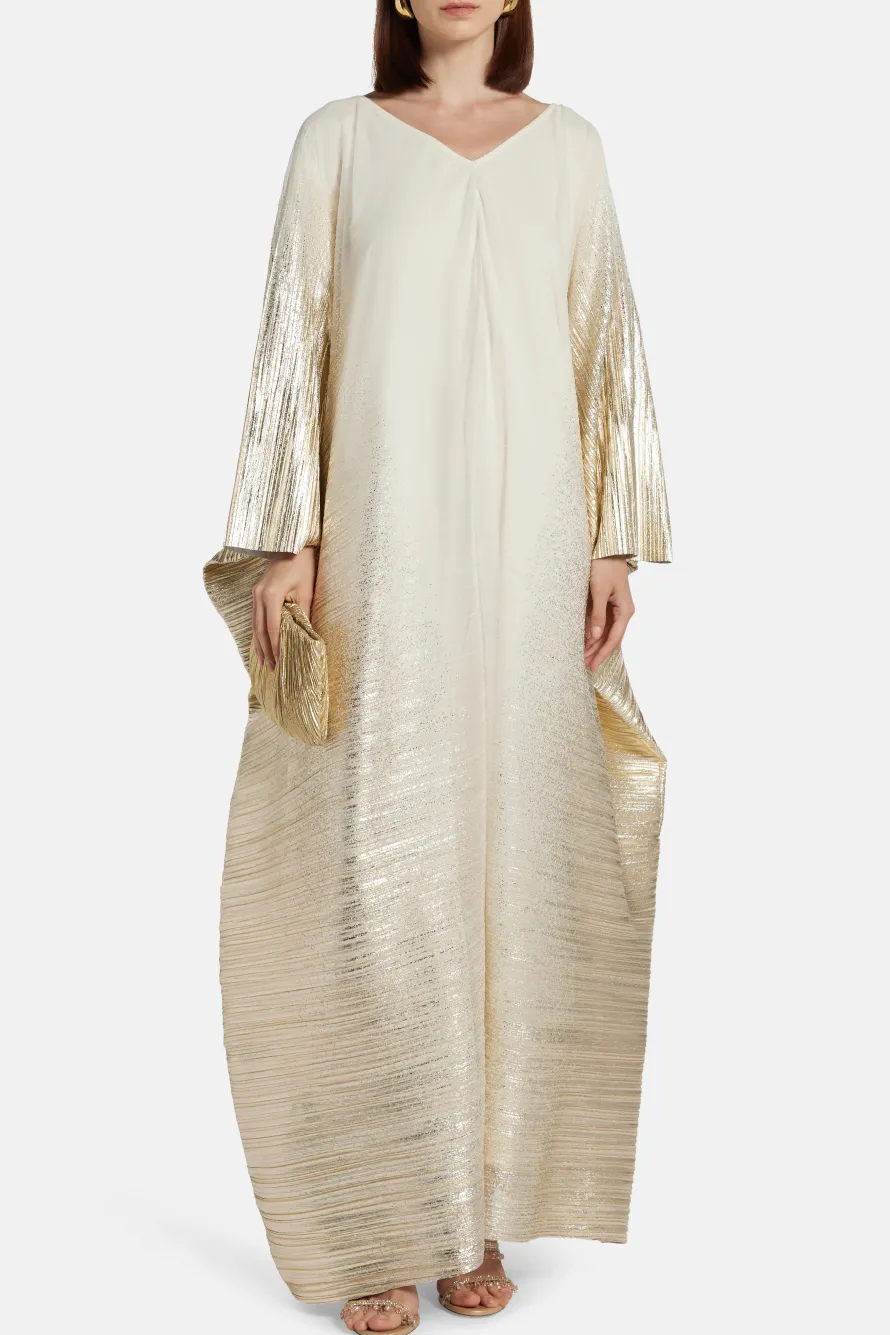 Metallic V Neck Evening Dress