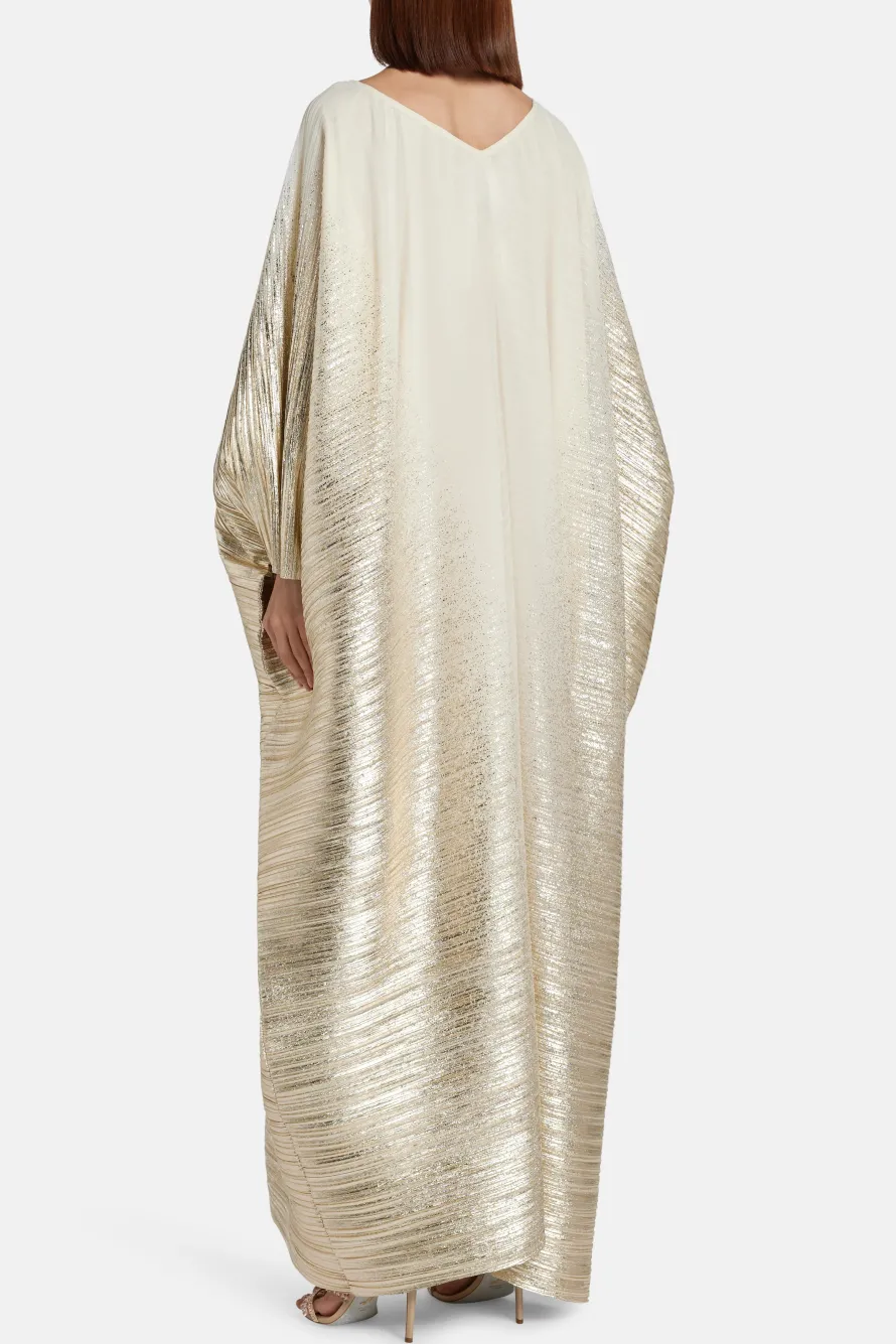 Metallic V Neck Evening Dress