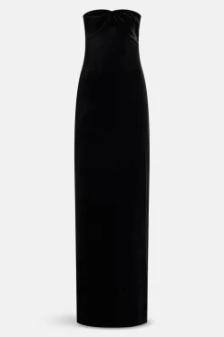 Noela Off Shoulder Velvet Evening Gown in Black