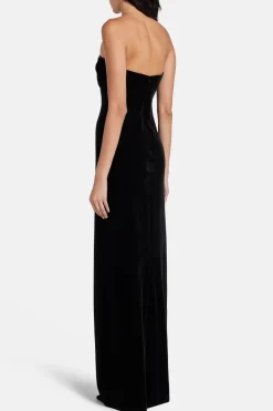 Noela Off Shoulder Velvet Evening Gown in Black