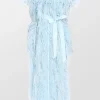 Off Shoulder Feather Embroidered Dress