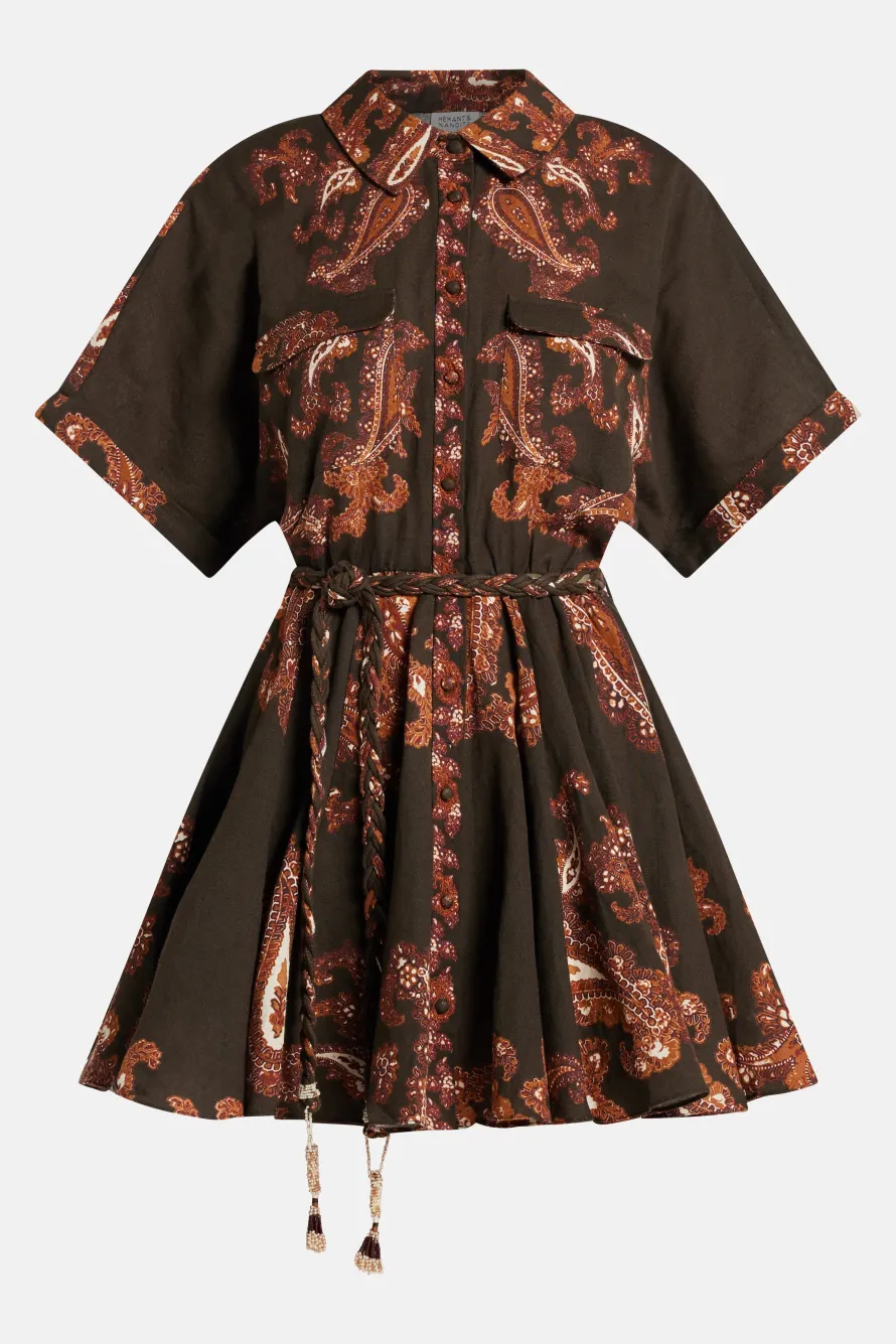 Omya Mini Dress With Tie Up Belt