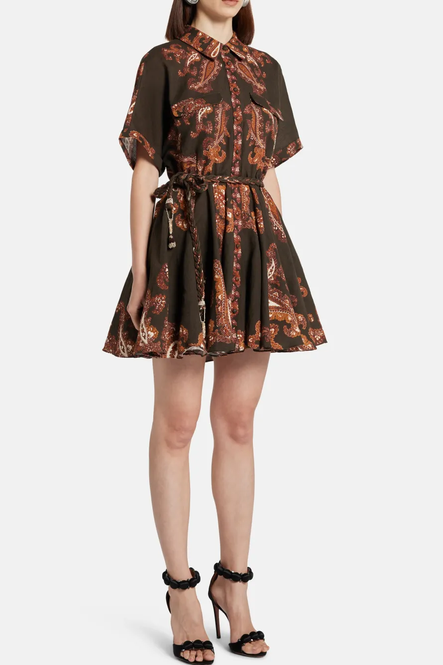 Omya Mini Dress With Tie Up Belt