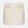 Park Avenue Beaded Tweed Wendina Knit Mini Skirt in Cream