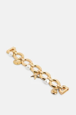 Pearl Shell Charms Bracelet in Gold
