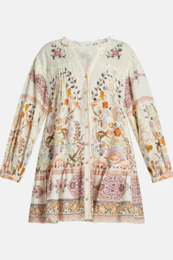 Pintuck Yoke Mini Dress