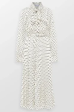 Polka Dot Satin Midi Dress