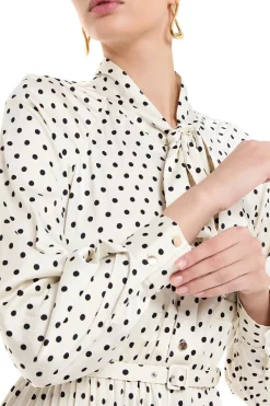 Polka Dot Satin Midi Dress