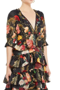 Puff Sleeve Tiered Skirt Floral Maxi Dress