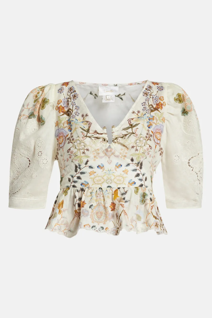 Puff Sleeve Top With Hardware