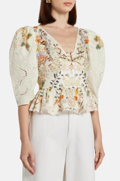 Puff Sleeve Top With Hardware