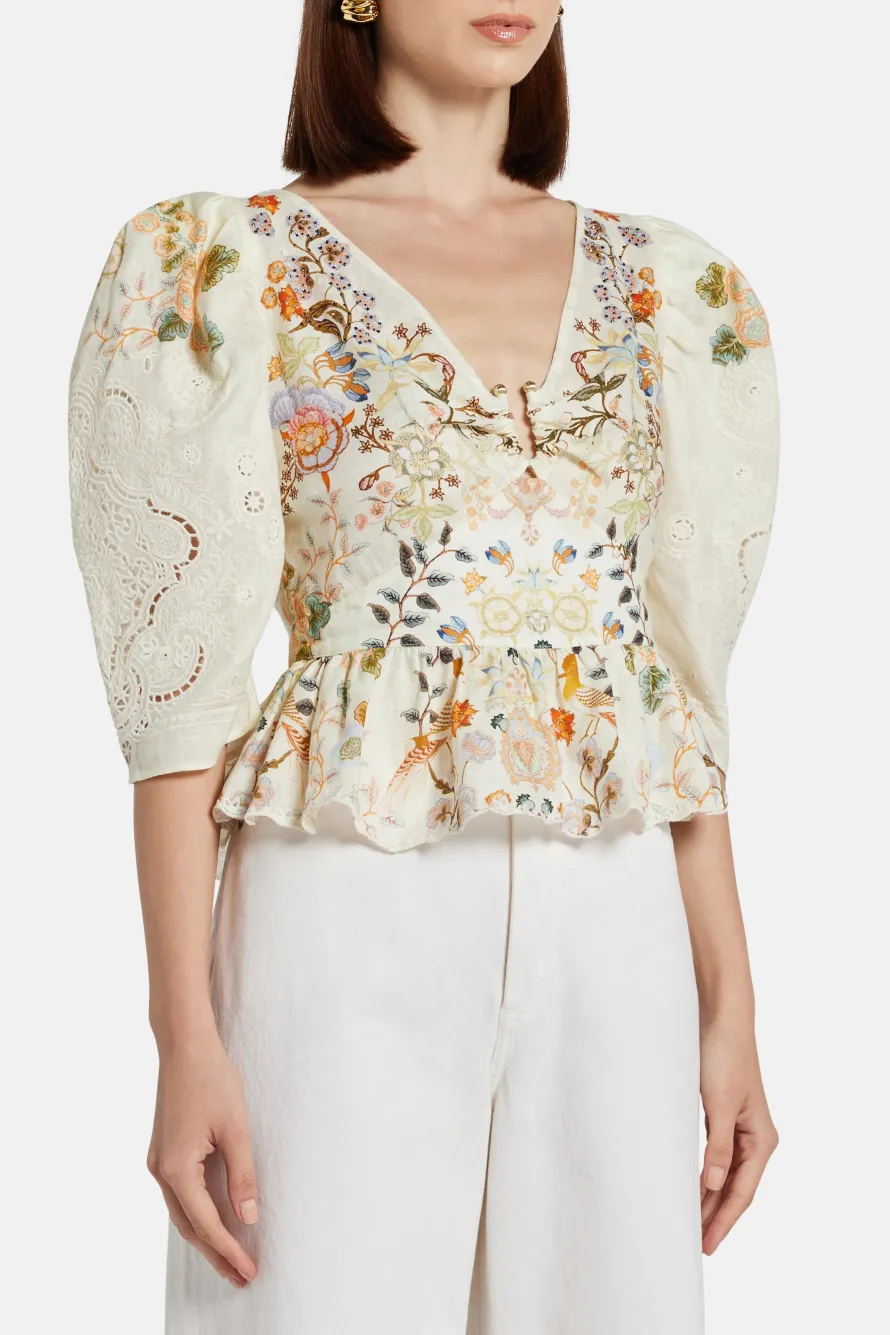 Puff Sleeve Top With Hardware