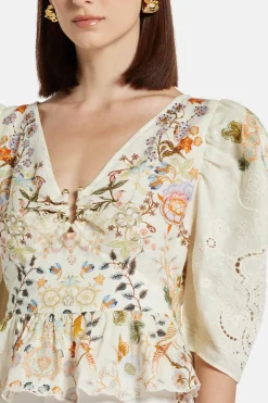 Puff Sleeve Top With Hardware