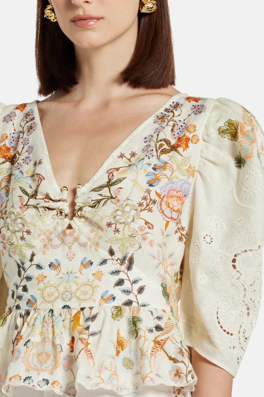Puff Sleeve Top With Hardware