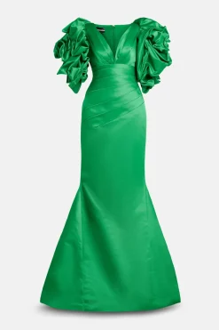 Puff Sleeves Evening Gown