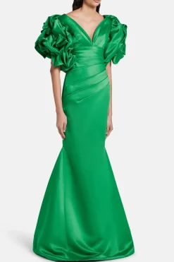 Puff Sleeves Evening Gown