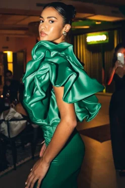 Puff Sleeves Evening Gown