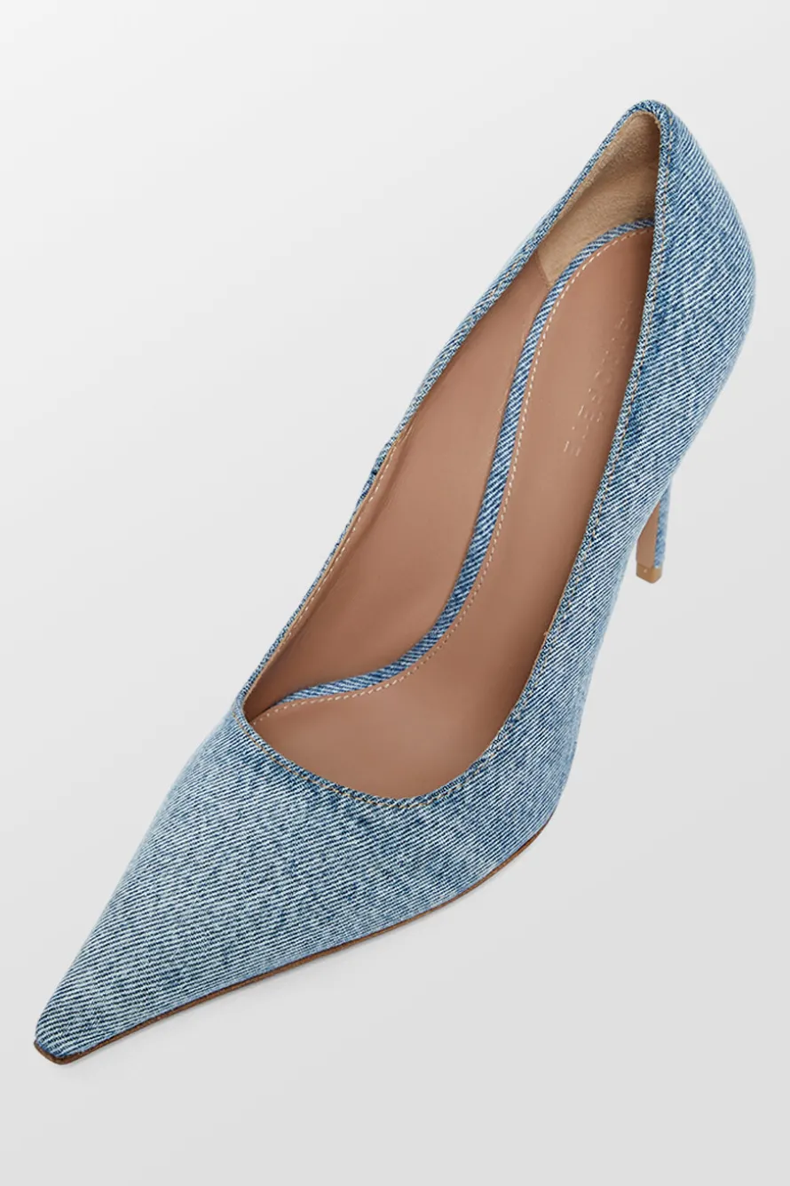 Quinn Denim Pointed Toe Heels