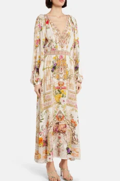 Raglan Shirred Waist Maxi Dress