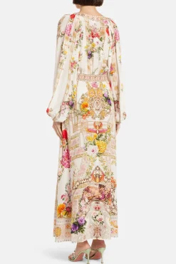 Raglan Shirred Waist Maxi Dress