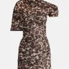 Raja Leopard Print Mini Dress in Brown/ Beige