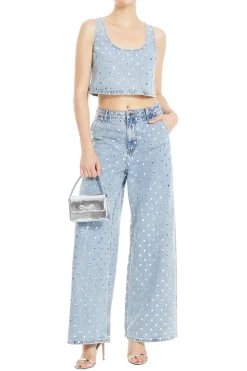 Rhinestone Denim Top