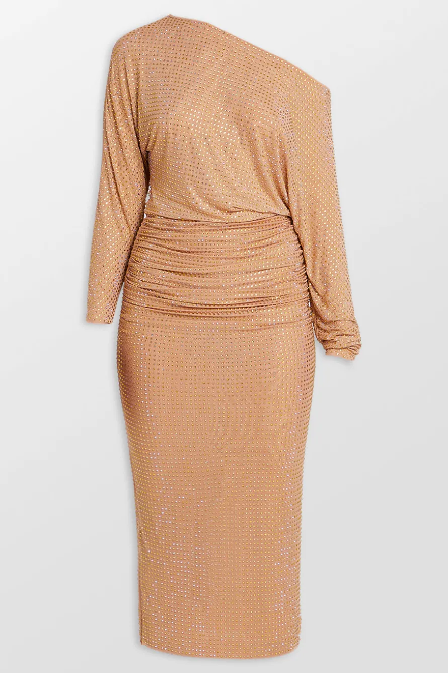 RHINESTONE MESH MIDI DRESS