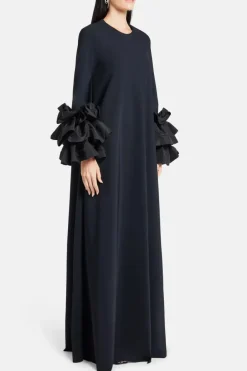 Ruffle Applique Cuff Evening Gown