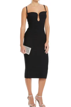 Salma Plunge Neckline Midi Dress