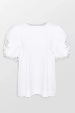 Sequin Tulle Puff Sleeve A-Line T-Shirt