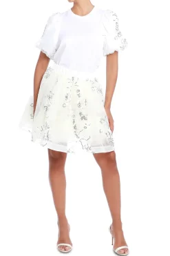 Sequin Tulle Puff Sleeve A-Line T-Shirt